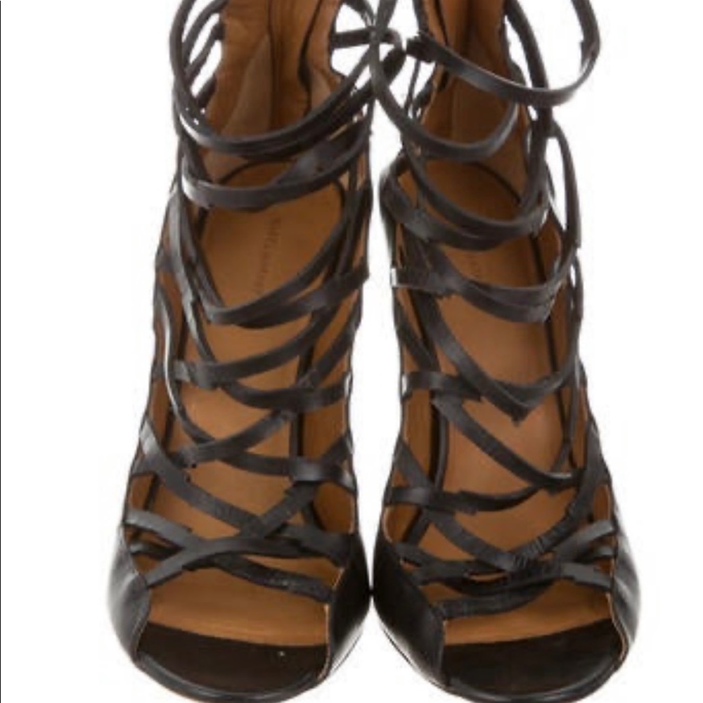 Isabel Marant black peep toe cage pumps